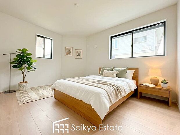 【居室【施工例】】2面採光で明るく風通しも良好です!天気の良い日は是非窓を開けて空気の入れ替えをしてみるのはいかがでしょうか♪