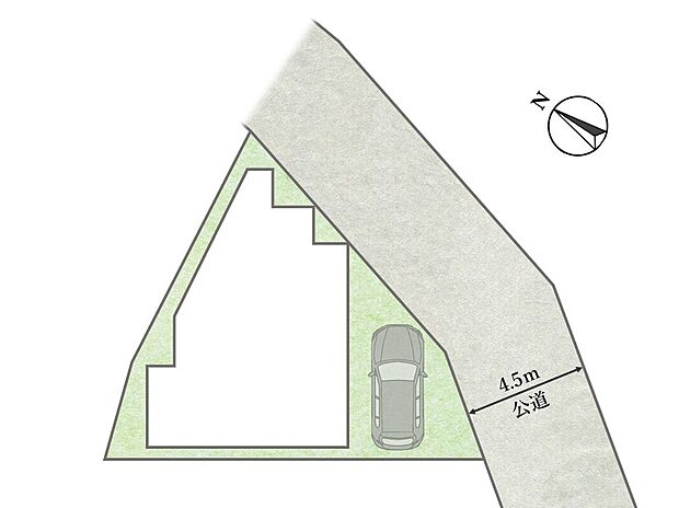 【区画図】
東南道路に面しているため陽当たり良好。ビルトインガレージ付きで悪天候でもお車での移動がスムーズに出来ます。