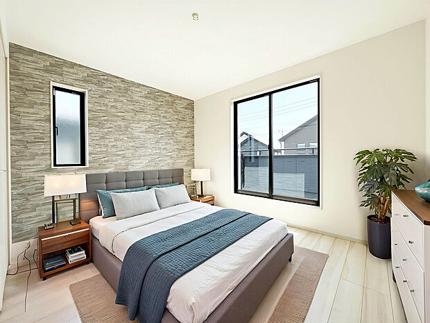 【建物プラン例：Room】
全室2面採光や全居室収納、空間にメリハリをつけ室内の印象をつけるアクセントクロスなど心地よい室内を創る工夫を凝らした建物プランをご提案