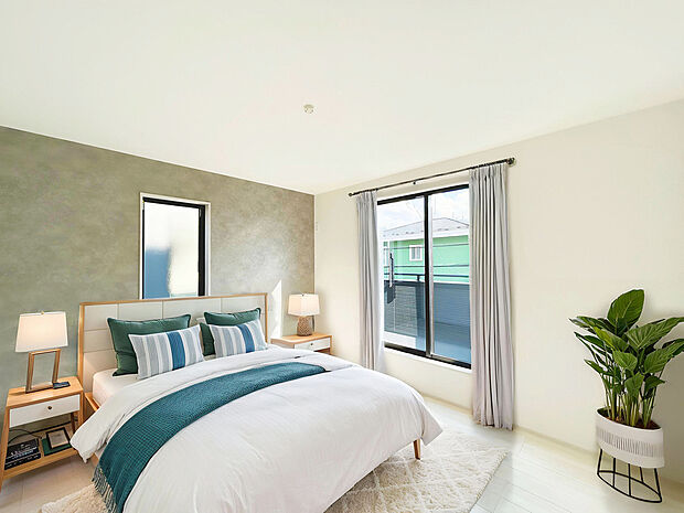 【建物プラン例:Room】
全室2面採光や全居室収納、空間にメリハリをつけ室内の印象をつけるアクセントクロスなど心地よい室内を創る工夫を凝らした建物プランをご提案