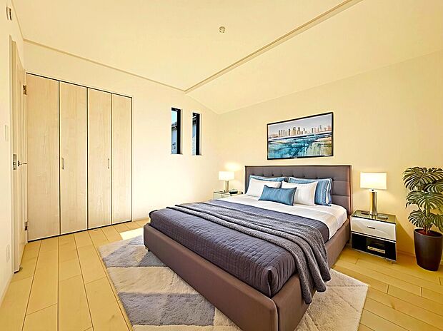 【Room:A号棟】
2階には家族それぞれのプライベート空間を設けています!
本画像はCGで作成しており、実際に現地に家具は配置しておりません。また、価格に家具は含まれません。