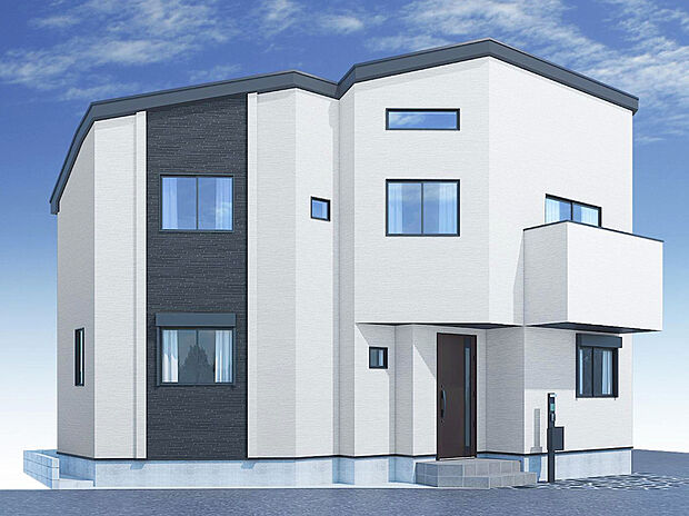 【建物イメージパース：外観】
駅徒歩3分の希少な立地に位置した開放的な角地物件が誕生！LDK19帖×3部屋の間取りプラン！WICやパントリーなど収納が豊富な設計で住まい全体をスッキリと広く利用できます