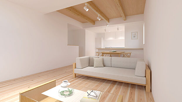 【建物完成イメージパース LDK：3号棟】
全棟南向きで、日中の太陽光を取り入れやすい。部屋が暖かくなり、暖房の使用が減る可能性があります。エネルギー効率が向上することで、光熱費の節約にもなります。