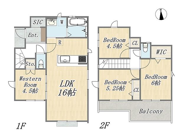 【4LDK+WIC+SIC+ワイドバルコニー+カースペース】Plan：4LDK+WIC+SIC+ワイドバルコニー+カースペース
敷地面積：108.00m2（32.67坪）
建物面積：86.12m2（26.05坪）