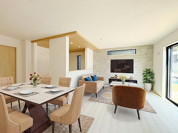 【【建物プラン例：LDK】】建売では叶わないプラン・カラーセレクトのご相談が可能！
建物面積：100m2｜建物参考価格：2003万円