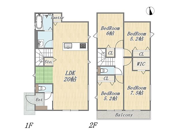 【【参考プラン：9号地】】Plan：4LDK+WIC+Pantry｜建物参考価格：2003万円