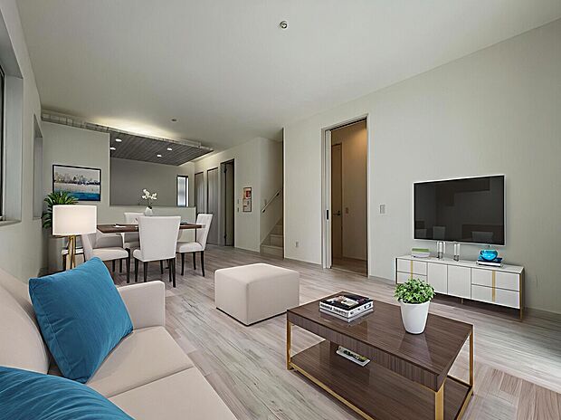 ■同社施工例_リビング
※本画像はCGで作成しており、実際に現地に家具は設置しておりません。また販売価格に家具は含まれません※