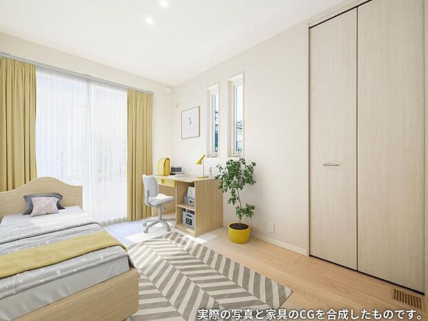 洋室【3号地】(2024年9月撮影)白を基調に明るい空間