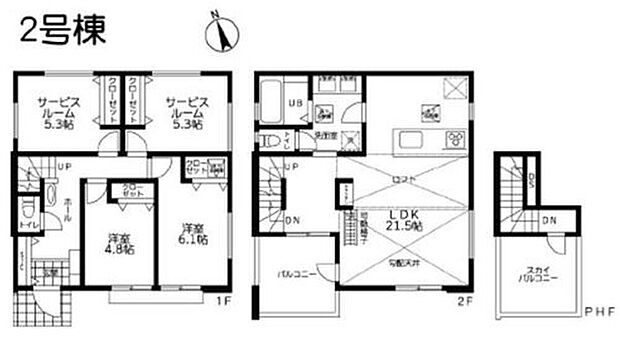 LDK21帖は広々したルーフバルコニーとの相性で数字以上の開放感をもたらしてくれます。