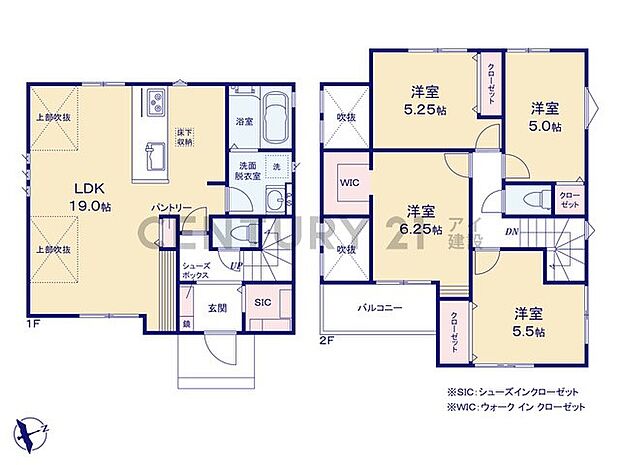 【4LDK】ＷＩＣ・ＳＩＣなど収納充実の間取り