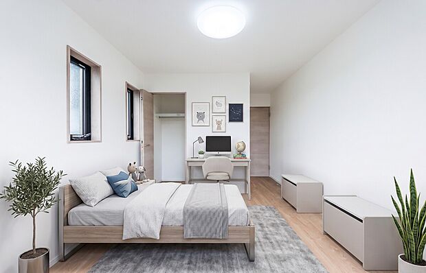 【「自分の部屋ができた!」】そんなお子様の喜ぶ顔が目に浮かぶようです。
(本画像はCGにて家具を配置しております。実際に家具はおかれておりません。)