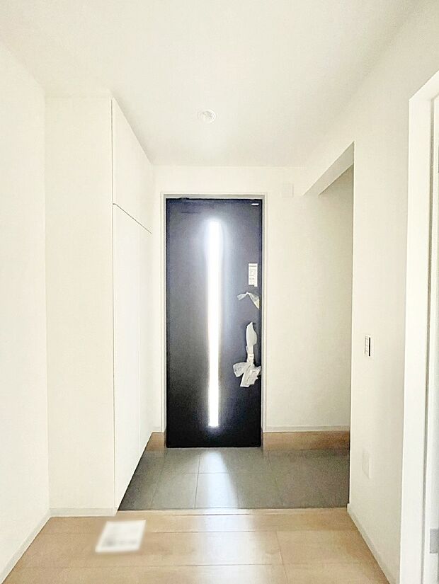 【玄関】ガラススリットの入った玄関ドアが室内に光を届けてくれます