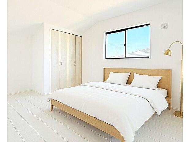 【洋室】洋室はベッドや家具を自由にレイアウトできる空間。i明るく心地よい暮らしを叶えます。※本画像はCGで作成しており、実際に現地に家具はおかれておりません。また価格に家具は含まれておりません。