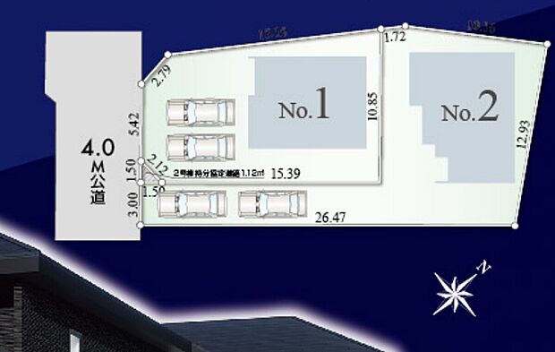 敷地広々49坪以上でカースペース2台駐車可!ご家族分の自転車を停めたり、来客時にも安心です♪
