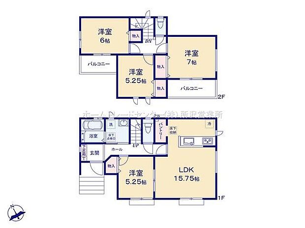 (１号棟)、4LDK、土地面積119.42m2、建物面積93.15m2