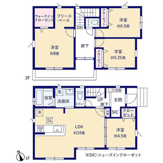 (１号棟)、4LDK、土地面積147.04m2、建物面積102.26m2