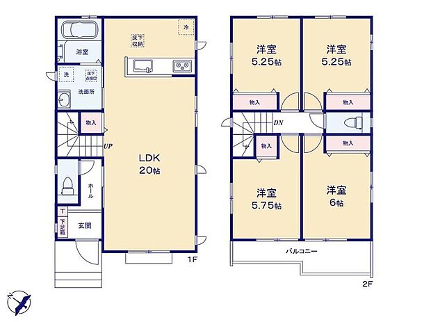 (A号棟)、4LDK、土地面積126.33m2、建物面積96.05m2