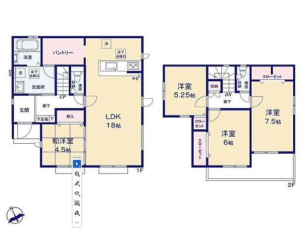 (１号棟)、4LDK、土地面積171.82m2、建物面積105.98m2