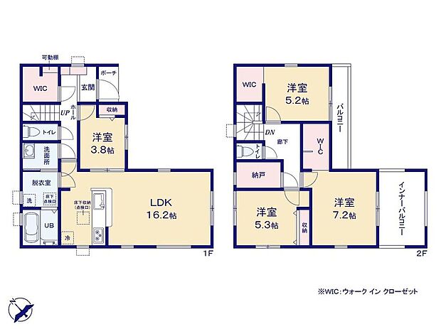 (１号棟)、4LDK+S、土地面積115.21m2、建物面積109.14m2
