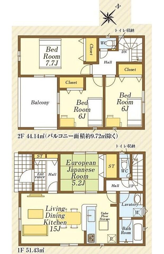 (2号棟)、4LDK、土地面積146.25m2、建物面積95.57m2