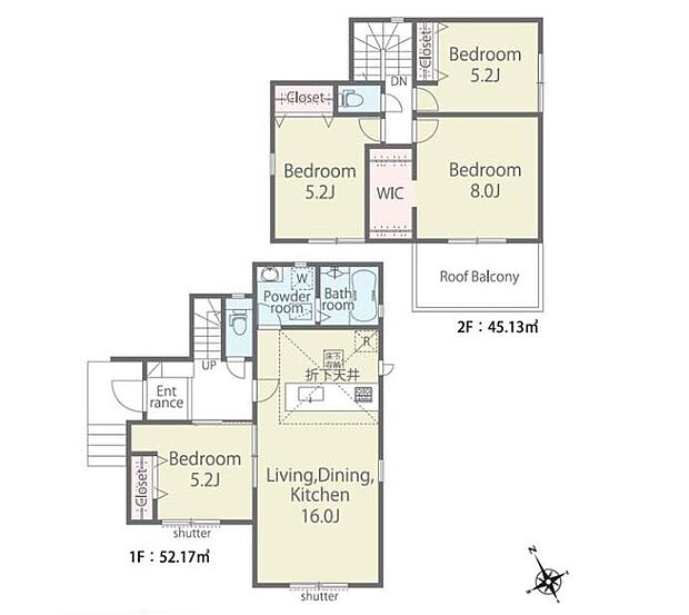(1号棟)、4LDK、土地面積130.07m2、建物面積97.3m2