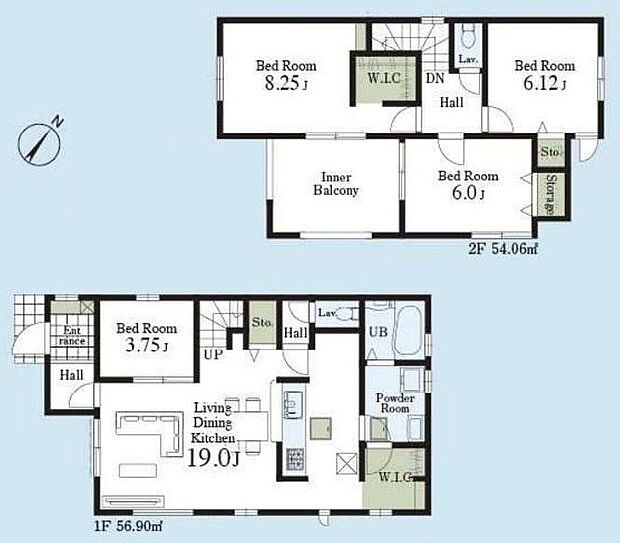 (１号棟)、4LDK、土地面積133.97m2、建物面積110.96m2