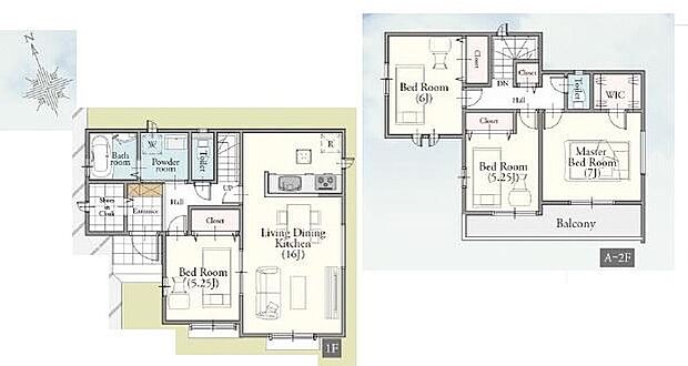 (A号棟)、4LDK、土地面積159.11m2、建物面積98.94m2