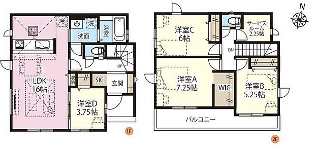 (４号棟)、4LDK+S、土地面積163.91m2、建物面積97.5m2 