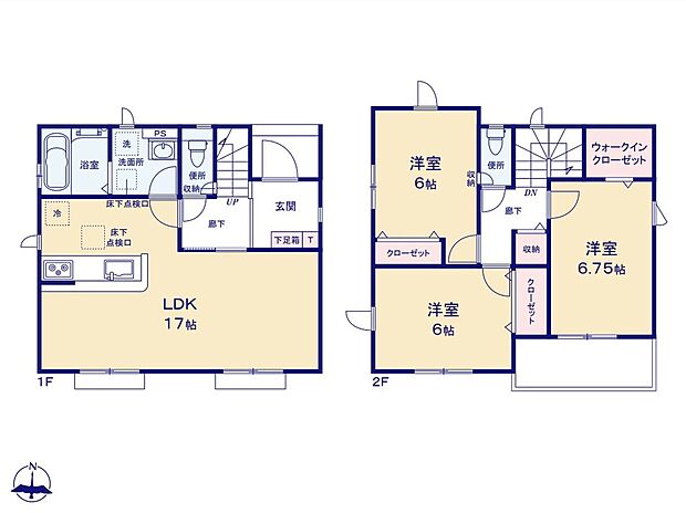【3LDK】☆LDK17帖、全居室6帖以上と広々☆
ご家族が集う空間と、個の時間を大切にする居室をしっかり分け合える2階3居室プランです♪