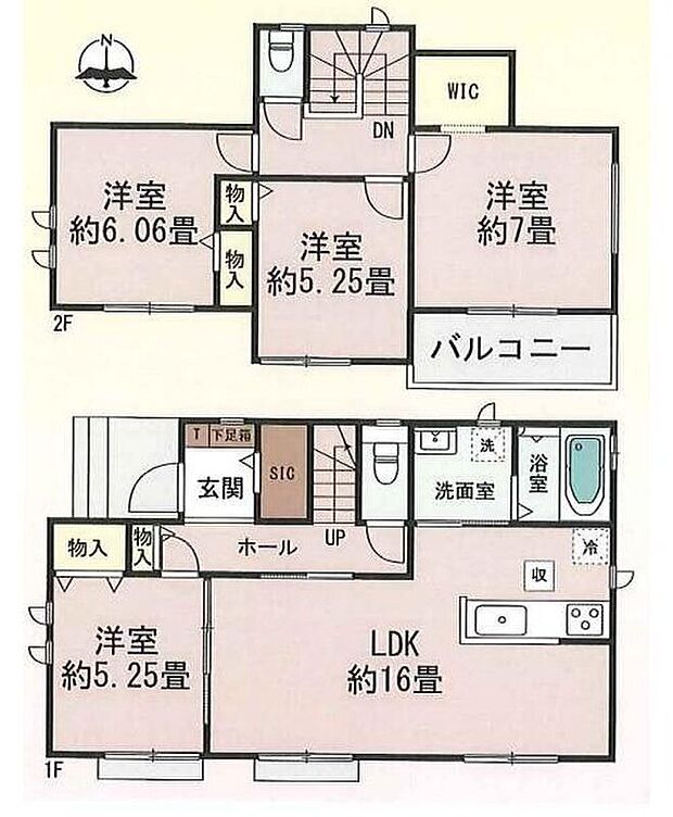 【4LDK】☆収納豊富な間取り☆
主寝室７帖には大容量収納の『ウォークインクローゼット』を設置。玄関には『シューズインクローゼット』！片付けやすくすっきりしたお住まいになりますね♪