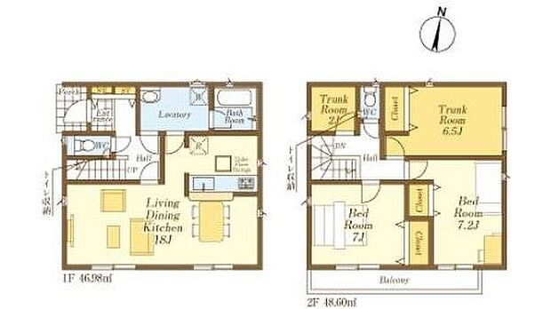 【2LDK+S】☆トランクルーム２か所付き☆
６．５帖トランクルームは窓付き収納付きですので、スタディコーナーやテレワークコーナーなど、ライフスタイルに合わせてお使いいただけます♪