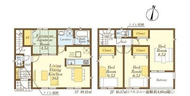 【4LDK】☆２階全居室６帖超え☆
全居室収納完備、十分な広さがございますので、ご家族それぞれお好みのお部屋でおくつろぎいただけます♪