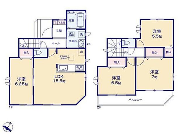 【4LDK】☆広々バルコニー☆
２部屋から出入り可能なバルコニー。広々としており、たっぷりの洗濯物も一度に片付きますね♪