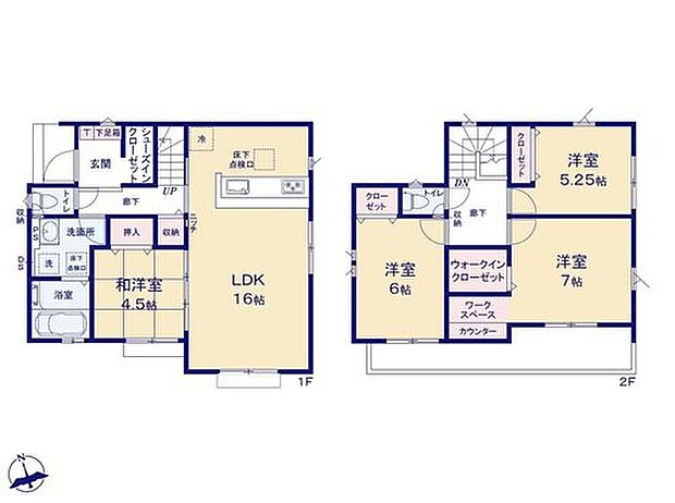 【4LDK】☆収納豊富なお住まい☆
玄関にはベビーカーなどの収納に最適なシューズクローク、2階居室にはウォークインクローゼットを設置!必要な場所にしっかりと収納を設けています♪