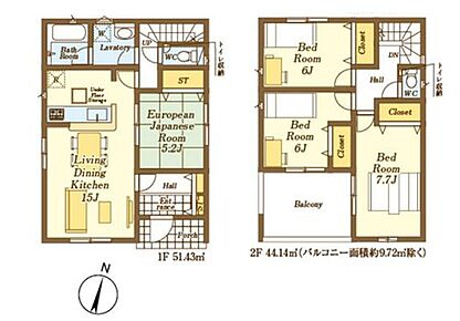 ☆ゆとりの主寝室☆
主寝室としておススメしたい７．７帖の洋室は大きなベッドも置ける広さ。窓を２か所設置することによってお部屋を明るくしております♪ 