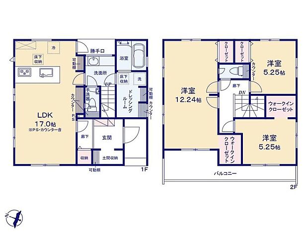 【3LDK】☆洗濯機能を集約した広々脱衣室☆便利な『ガス乾燥機』を設置！室内物干しもございます。洗面室を独立しているので、身支度と家事がぶつかりません。