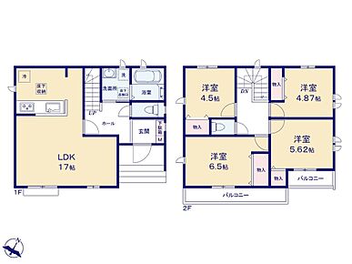 ☆２階４部屋☆プライベートな時間を楽しむ４部屋を２階に配したプランです。個室としてはもちろん、テレワークルームや趣味のお部屋としてもお使いいただけます♪ 