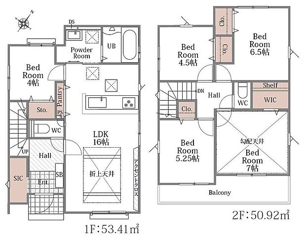 【4LDK】☆収納豊富なお住まい☆
玄関にはベビーカーなどを収納できるSIC、キッチン横にはパントリー、２階の主寝室となる７帖洋室には大容量WIC付き！おうちがすっきりと片付きそうです♪