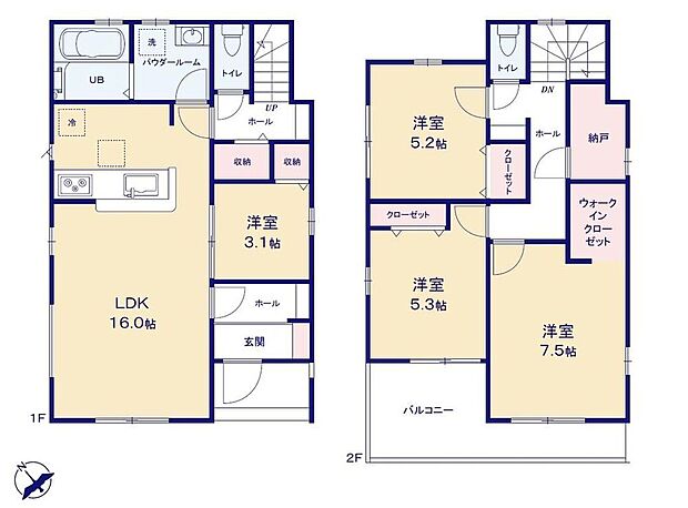 【4LDK】☆LDK横洋室付き☆リビング横の洋室は、キッチンから近くキッズコーナーやお昼寝スペースにも最適。来客時には扉をしめてすっきり見せることもできる便利なお部屋です。