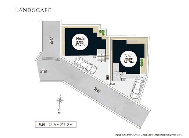 【全体区画図】
◆光と風を取り込む、2面公道の角地ロケーション◆
専用の駐輪スペースを確保した敷地に、奥行きのある玄関アプローチを配置。
道路から玄関まで適度な距離を設け、プライバシーにも配慮。