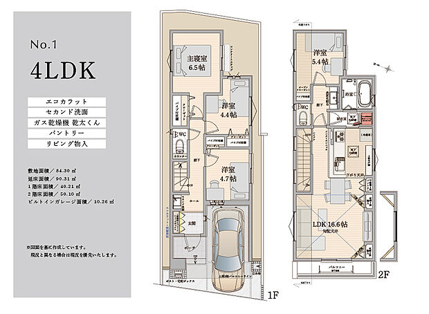 【4LDK】水まわり2WAY仕様の回遊動線で家事効率UP！
※図面を基に作成しています。現況と異なる場合は現況優先いたします。