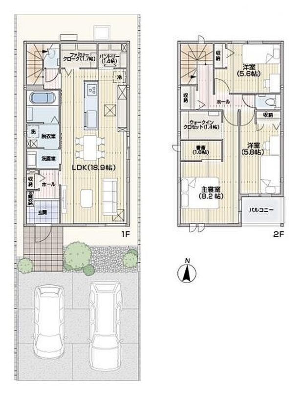 【参考】A号地モデルプラン3650万円［税込］※その他附帯工事（屋外給排水電気引込、地盤補強、外構など）680万円［税込］が必要となります。 ※家具・エアコン・車は費用に含みません。