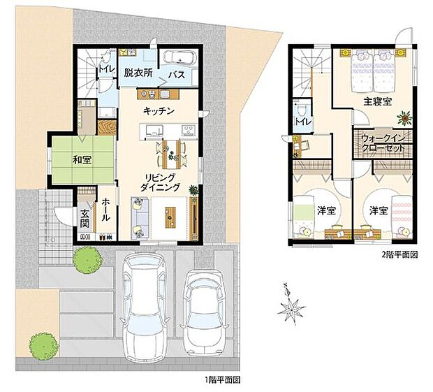 【4LDK+ウォークインクローゼット】水廻り空間をキッチン近くに集約した家事時短を目指す住まい