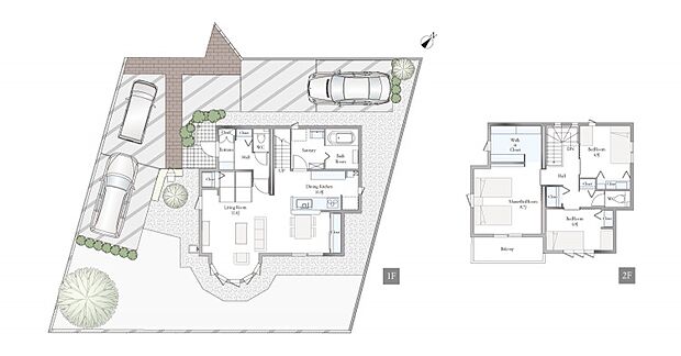 A棟間取図／記載の自動車は価格に含まれません