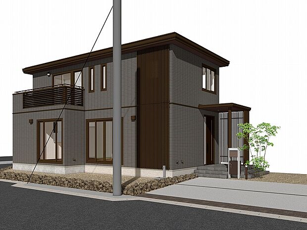 A棟完成予想図※掲載の完成予想CGパースは図面をもとに描き起こしたもので、実際の建物・外構・植栽等とは異なる場合があります。