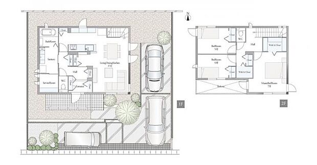 【3LDK】A棟間取図/記載の自動車は価格に含まれません 。
