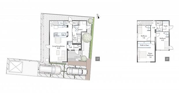【3LDK】A棟間取り図/記載の自動車は価格に含まれません。