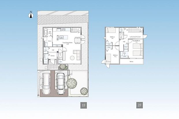 【3LDK】C棟間取図※図面に記載している車両、その他の調度品はあくまで生活イメージを表現したもので販売価格には含まれません。
