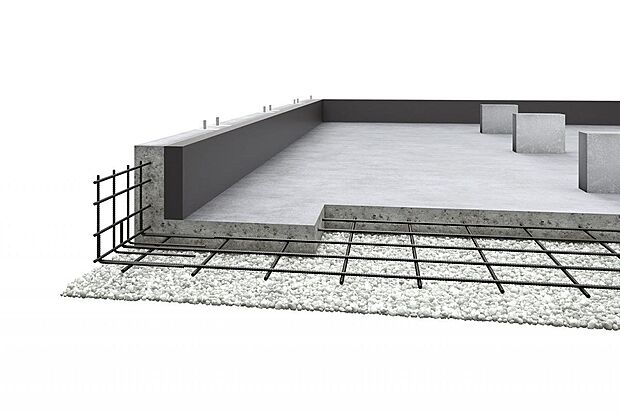 【構造】液状化に強い、建物を面で支えるベタ基礎。