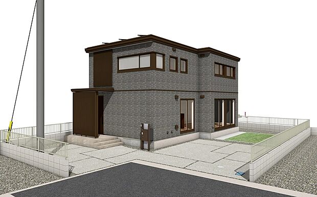 都会的でシャープなシルエット。フラット屋根に大容量太陽光パネルを搭載し、美しさと高い省エネ性能を両立した、次世代の都市型スタイルです。※イメージパースの為、実物とは異なる場合がございます。